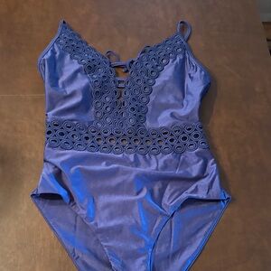 BECCA Women's Blue One Piece with Circular Cutouts